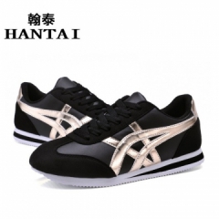 男休闲运动鞋时尚耐磨阿甘情侣跑鞋-黑金